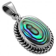 Abalone Oval Silver Pendant, p538